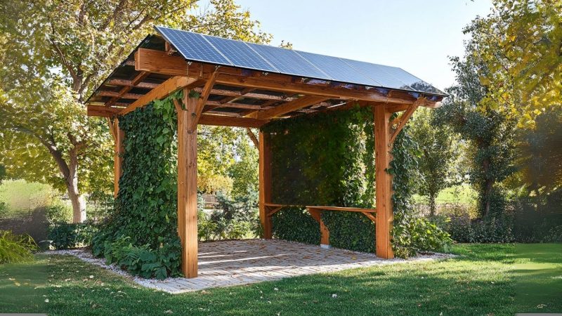 Instalar placas solares en una pérgola de madera